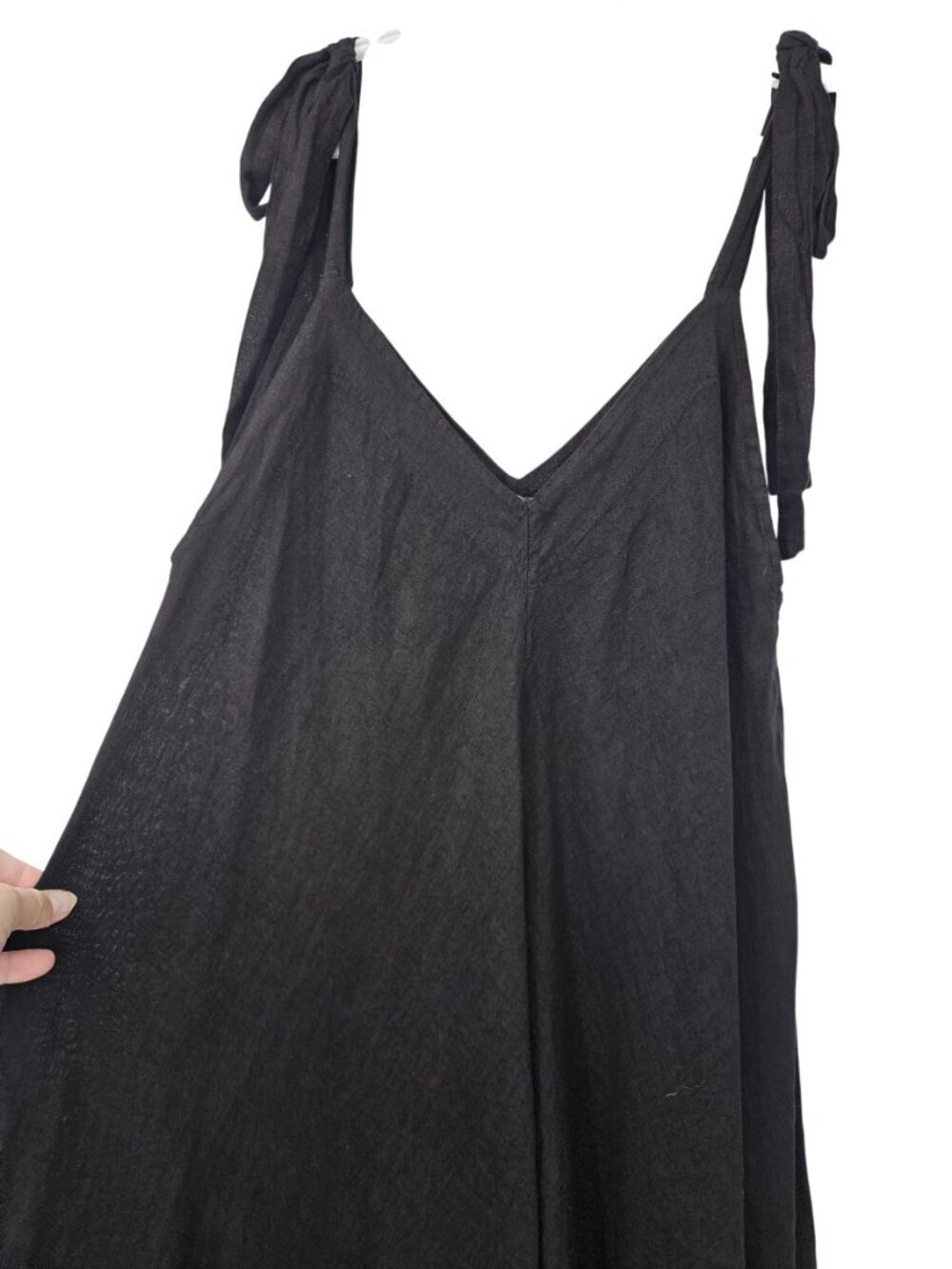 Shylo Linen Asymmetric Harem Jumpsuit Black Women's One Size S-L Lagenlook Boho - Picture 3 of 11